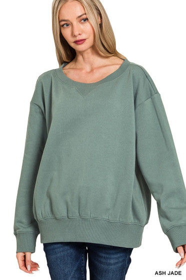 Zenana Fleece Boat Neck Sweatshirt