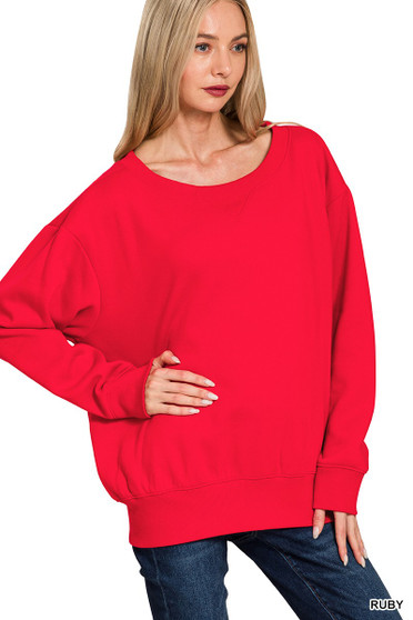 Zenana Fleece Boat Neck Sweatshirt