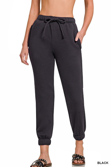 Zenana Fleece Drawstring Joggers With Pocket