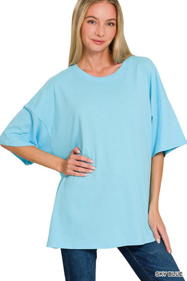 Zenana Cotton Short Sleeve Oversized Tunic Tee