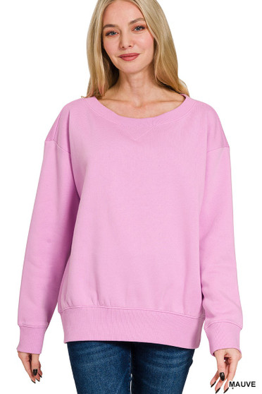 Zenana Fleece Boat Neck Sweatshirt