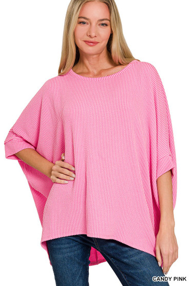 Zenana Raised Rib Bat Sleeve Top