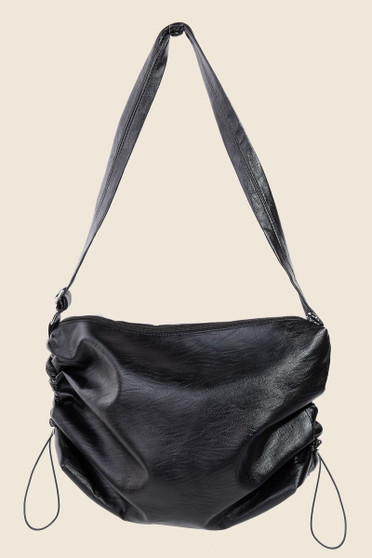 Fame Ruched Detail Faux Leather Shoulder Bag