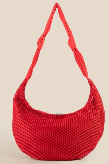 Fame Textured Mesh Knot Shoulder Bag