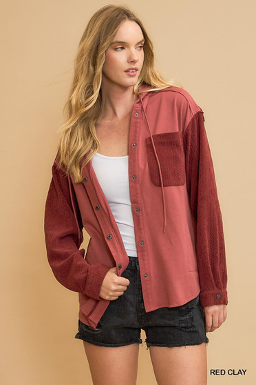 Umgee Washed French Terry Shacket