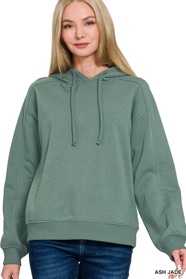 Zenana Drawstring Relaxed Fit Fleece Hoodie