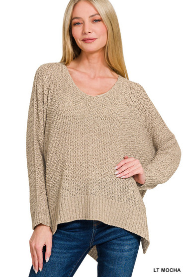 Zenana Dolman Sleeve V-Neck Sweater