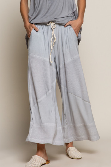 POL Elastic Waistband Wide Leg Pants with Drawstring