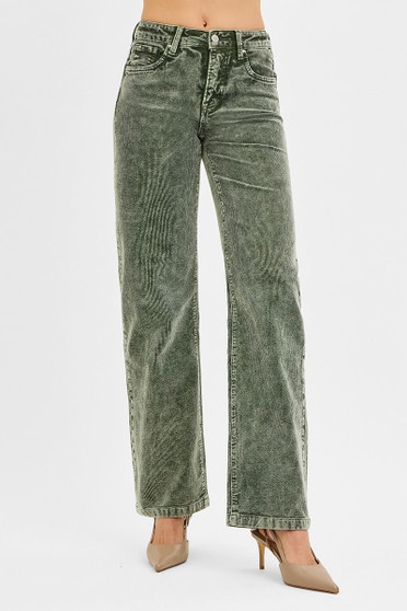 RISEN Tummy Control Mid Rise Straight Leg Corduroy Pants