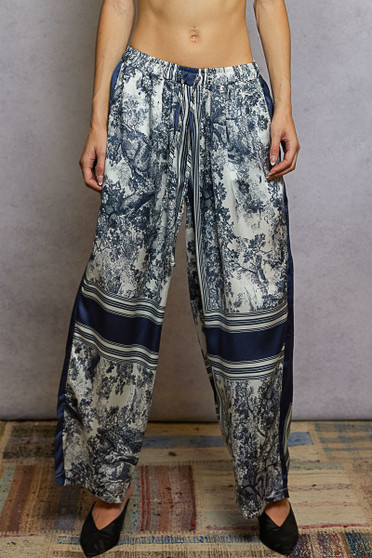 POL Floral Printed Woven Wide Leg Drawstring Pants