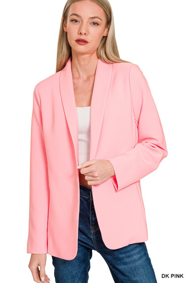 Zenana Woven Long Sleeve Blazer With Lining