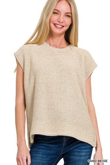 Zenana Oversized Crew Neck Sweater Vest