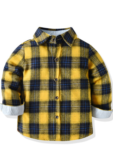 Boys' long-sleeved plaid shirt small and medium-sized children's baby spring and autumn go out formal top