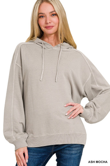 Zenana French Terry Pigment Dye & Enzyme Washing Hoodie