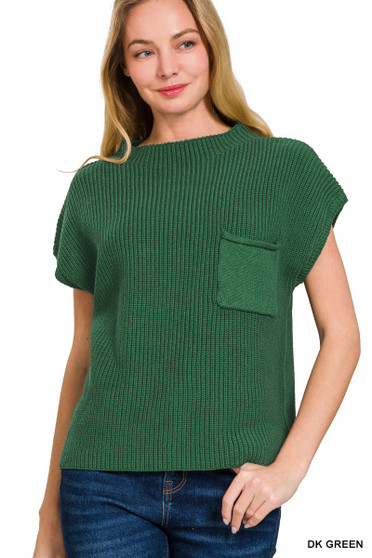 Zenana Mock Neck Short Sleeve Sweater