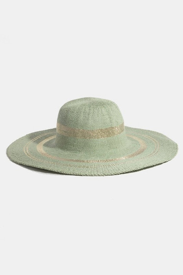 Fame Metallic Accent Trim Floppy Sun Hat