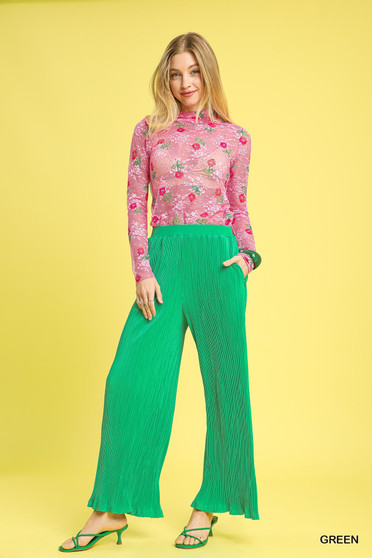 Umgee Wide Leg Textured Pants