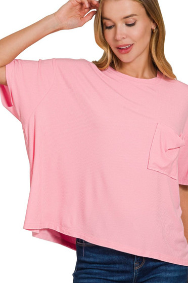 Zenana Oversized Ribbed Round Neck Short Sleeve Tee