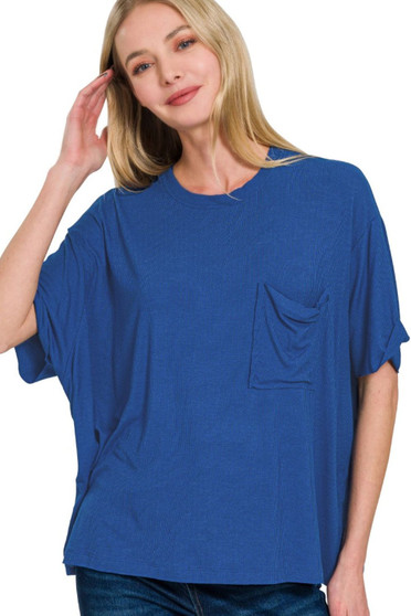 Zenana Oversized Ribbed Round Neck Short Sleeve Tee