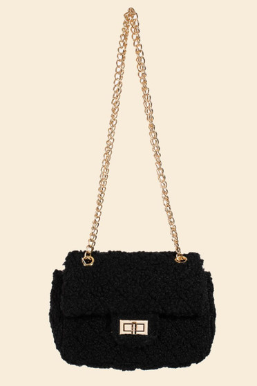 Fame Faux Fur Rectangle Crossbody Bag