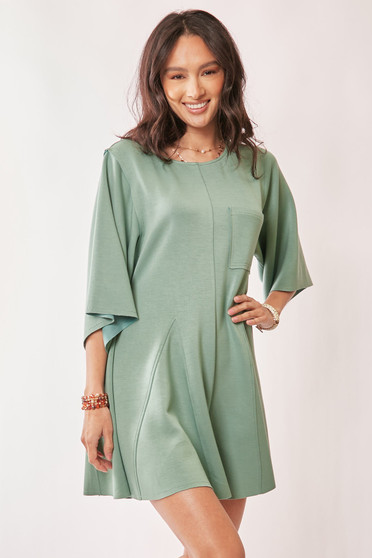 Davi & Dani Solid Draped Sleeve Ties Back Skort Romper