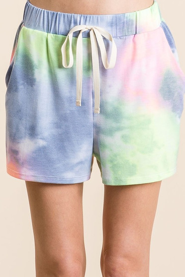 BiBi Tie Dye Casual Shorts with Twill Tape Drawstring