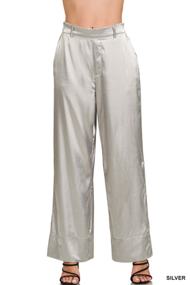 Zenana Wide-Leg Satin Pants