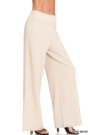 Zenana Viscose Ribbed Sweater Pants