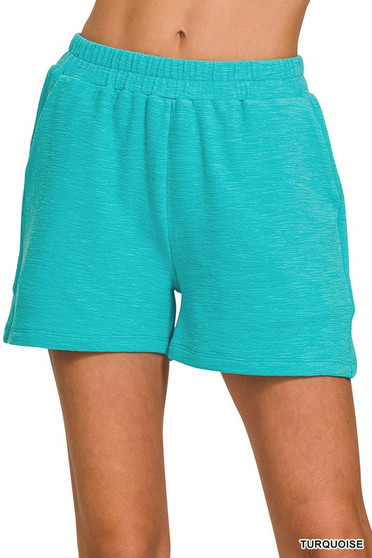 Zenana Cotton Slub Shorts