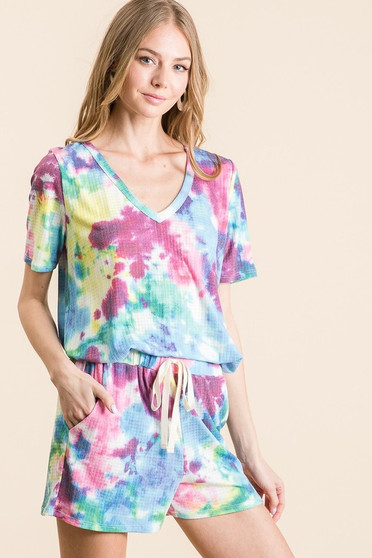 BiBi Tie Dye French Terry Casual Shorts