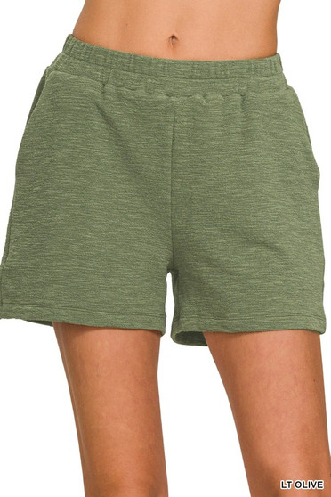 Zenana Cotton Slub Shorts