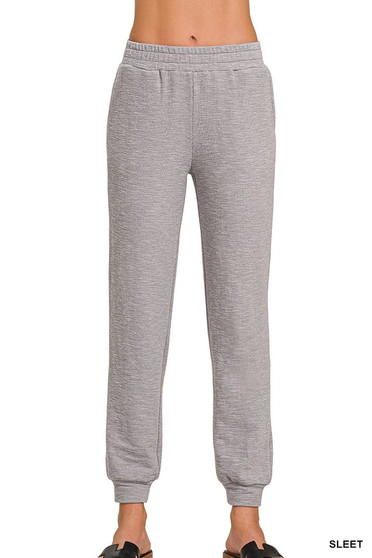 Zenana Cotton Slub Jogger Pants