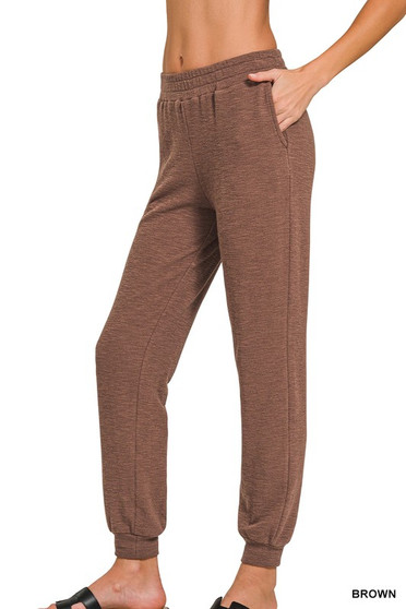 Zenana Cotton Slub Jogger Pants