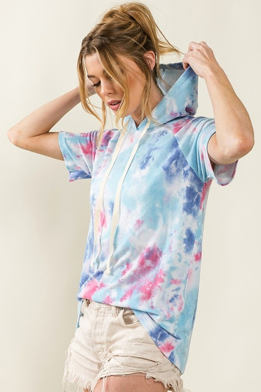 BiBi Tie Dye Terry Hoodie with Drawstring