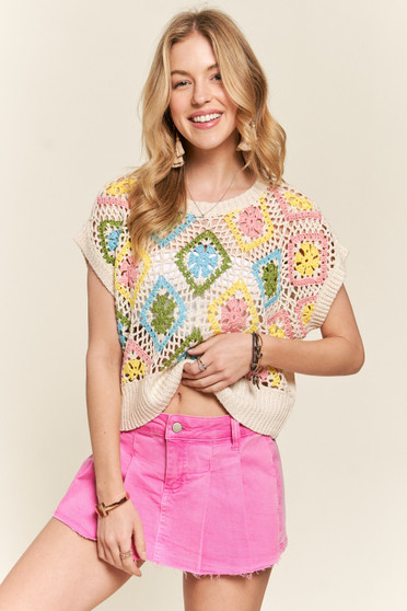 ADORA Multicolor Crochet Top
