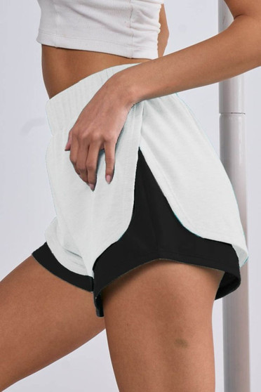 BiBi French Terry Knit Color Block with Sid Slit Shorts