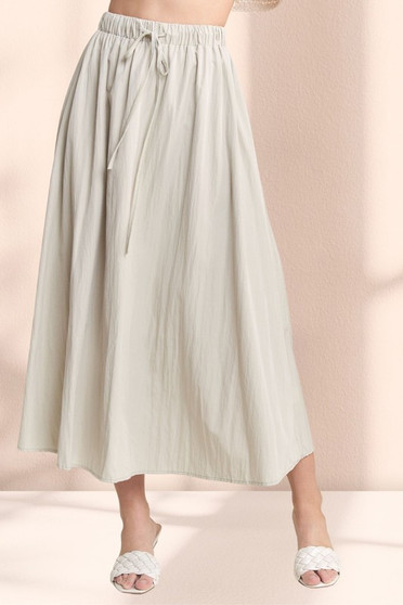 ADORA Drawstring Waist Crinkle Maxi Skirt