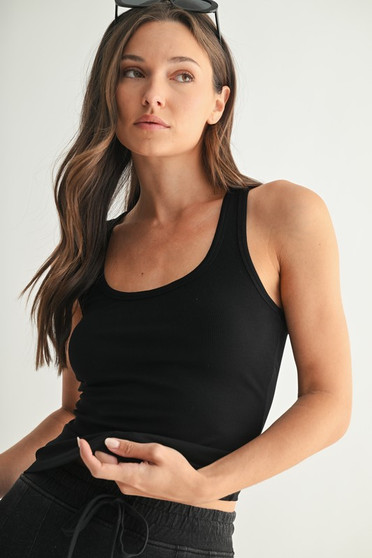 MONO B Slim Fit Scoop Neck Tank