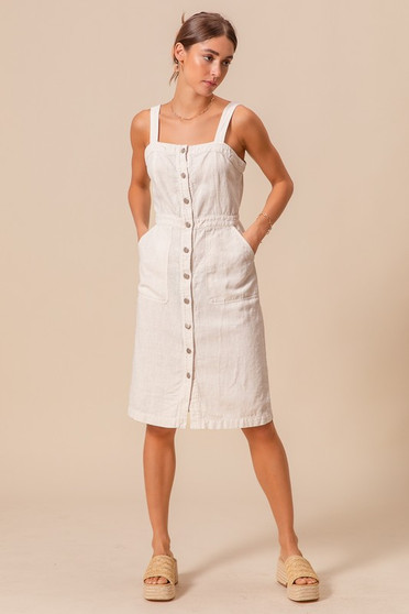 SO ME Button Down Pocket Front Pinafore Dress