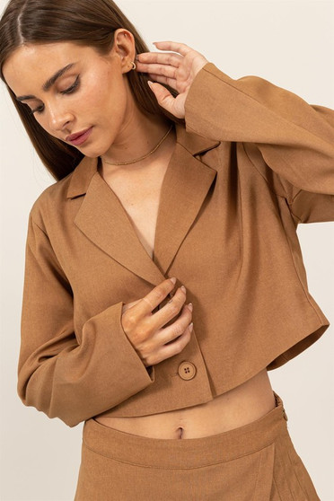 HYFVE Cropped Button-Down Blazer