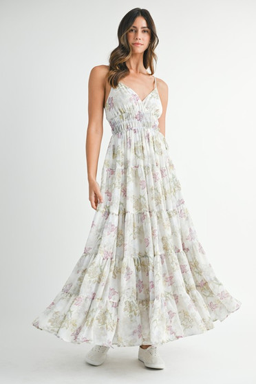 MABLE Floral Print Tiered Cami Maxi Dress