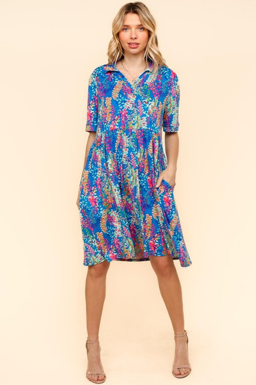 Haptics Johnny Collar Babydoll Dress with Side Pockets