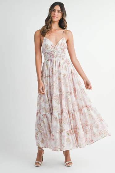 MABLE Floral Print Tiered Cami Maxi Dress