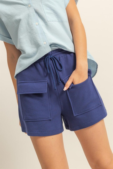 HYFVE Drawstring Waffle Knit Front Pocket Shorts