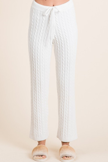 BiBi Cable-Knit High Waist Sweater Pants