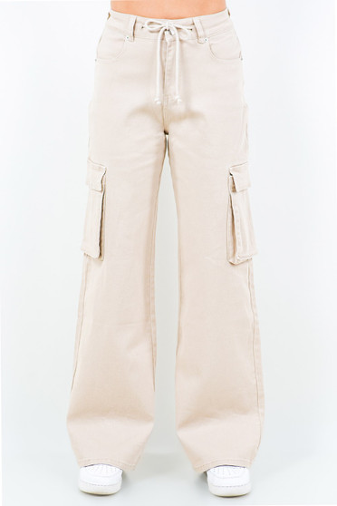 American Bazi Full Size Drawstring Wide Leg Cargo Pants Plus Size