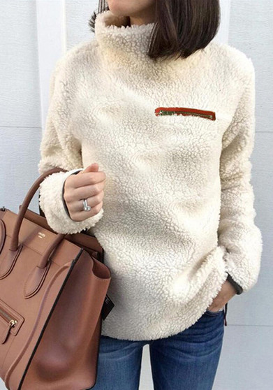 Women Zip Turtleneck Thermal Sweater