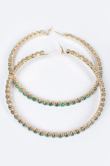 Upside Down Multi Rhinestone Hoop Earring