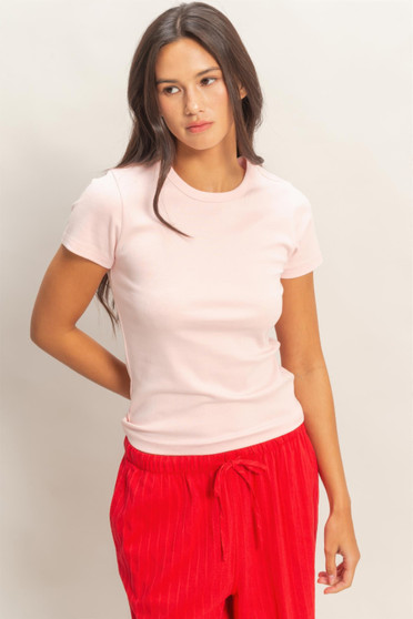 Mineral Washed Crew Neck Short Sleeve Top