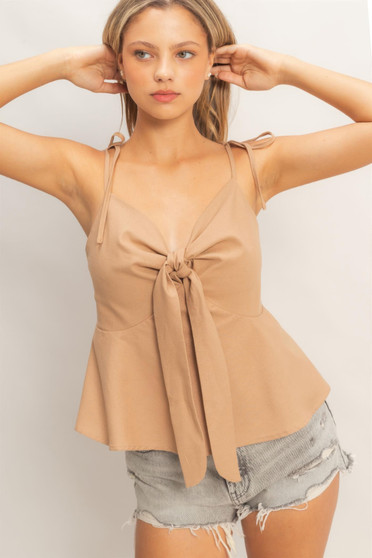 Tie Front Spaghetti Strap Top​​​​
